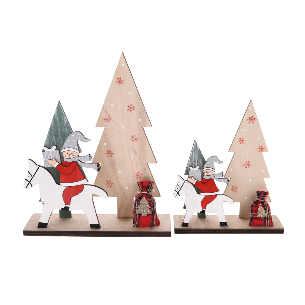 Best Quality Christmas Santa Claus Wooden Tree Tabletop Decorations Factory