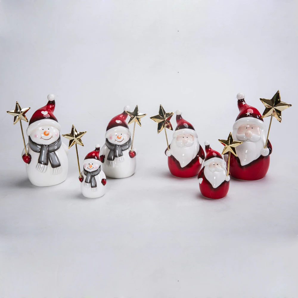 LED Light Up Holiday Decor Christmas Tabletop Decoration Xmas Ceramic Snowman Figurine