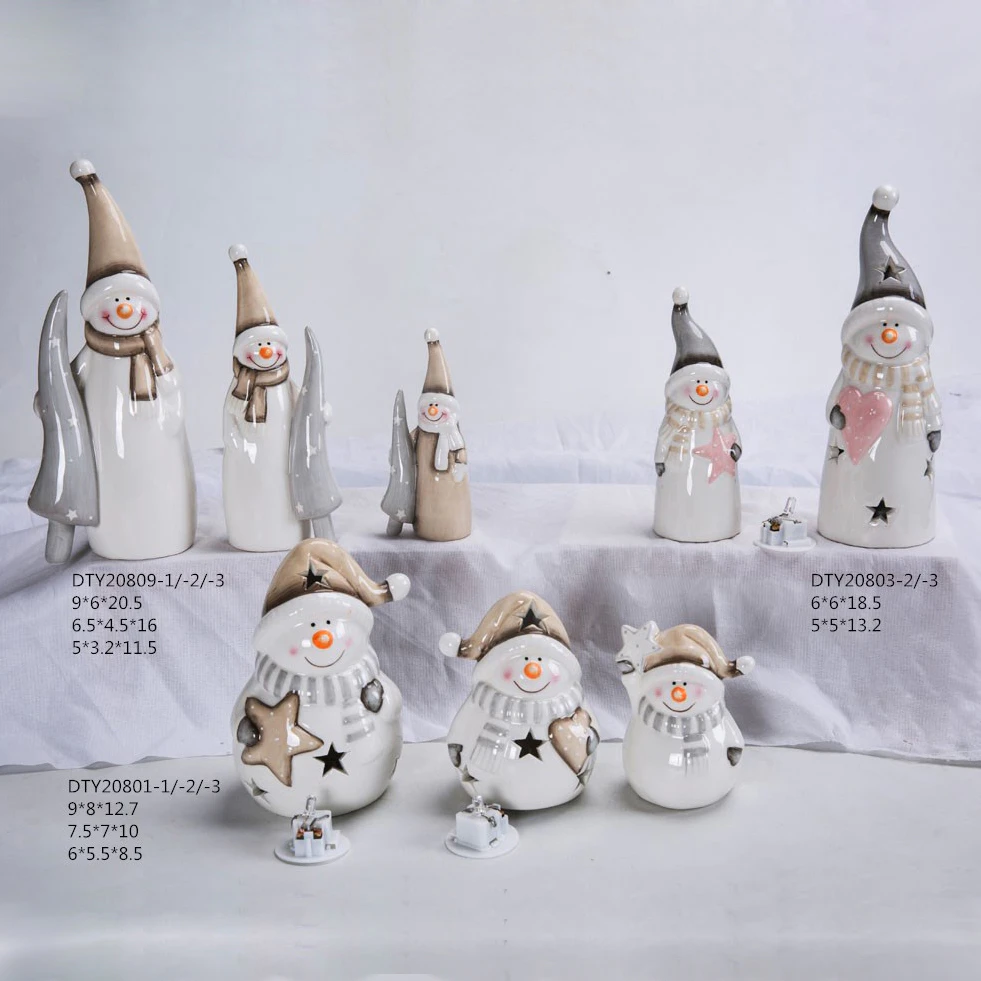 Christmas Holiday Home Party Decorations LED Light up Ceramic Santa Claus Santa Figurines