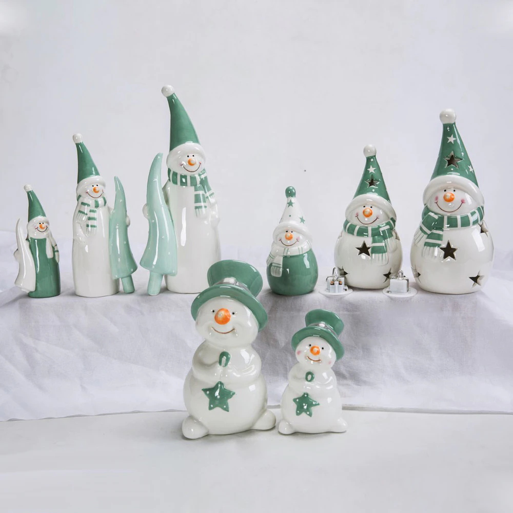 Tabletop Christmas Decorations Indoor Vintage Ceramic Christmas Santa Claus Figures