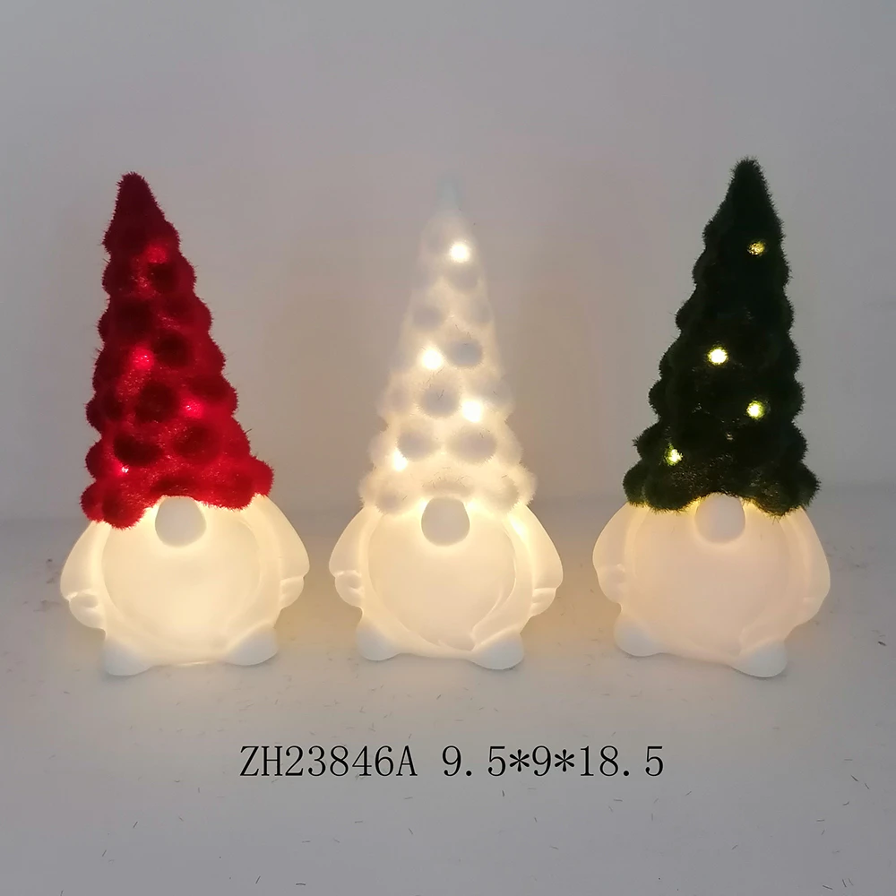 Christmas Home Party Favor LED Light Up Ceramic Swedish Gnomes Figurine Tabletop Dacorations