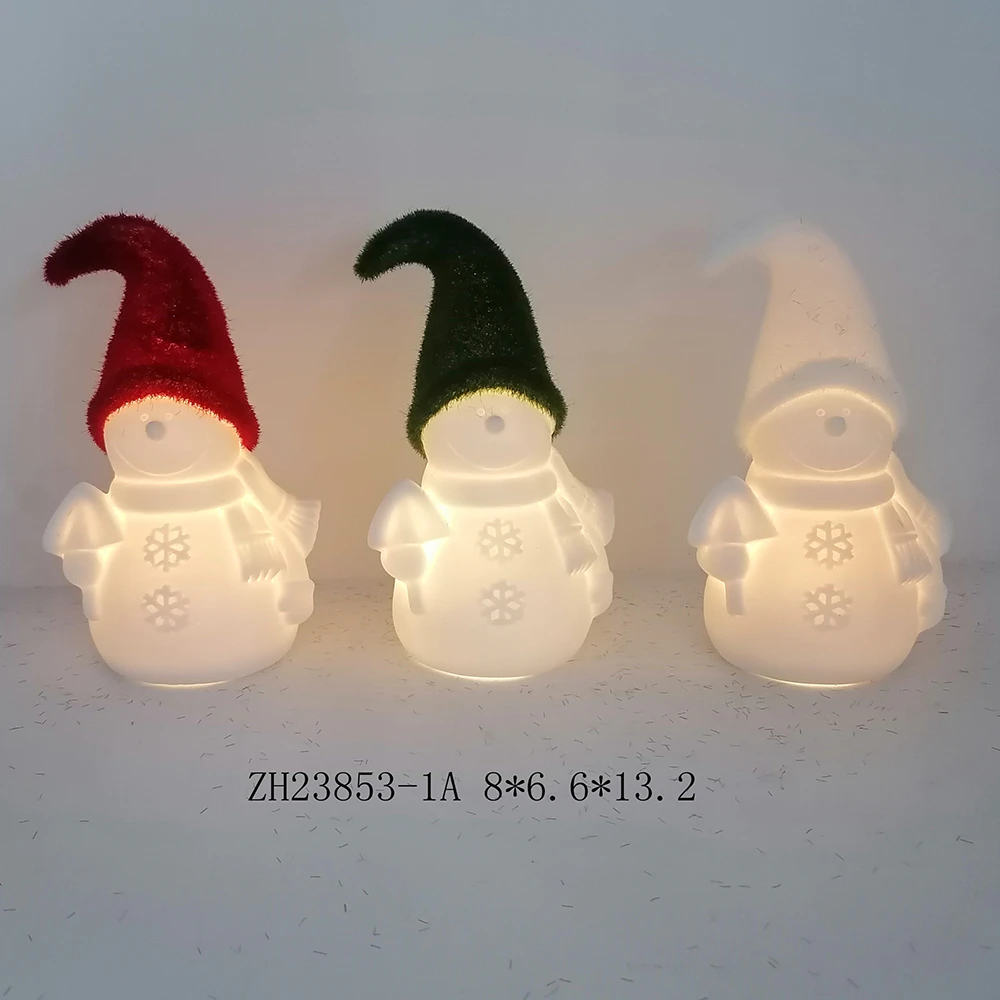 Custom Personalized Family Ceramic Light up LED Christmas Santa Claus Snowman Ornaments
