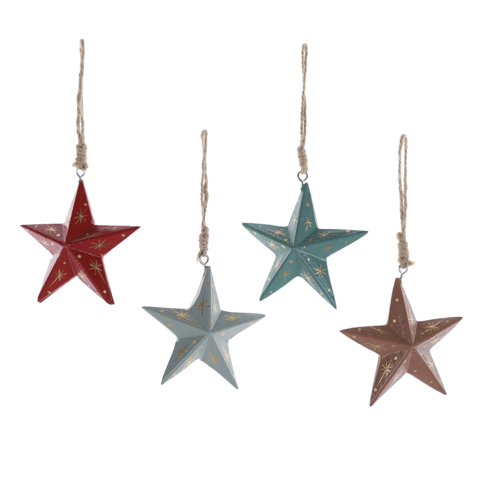 Farmhouse Cowboy Country Cabin Style Ornaments Tree Decorations Star Christmas Tree Ornaments