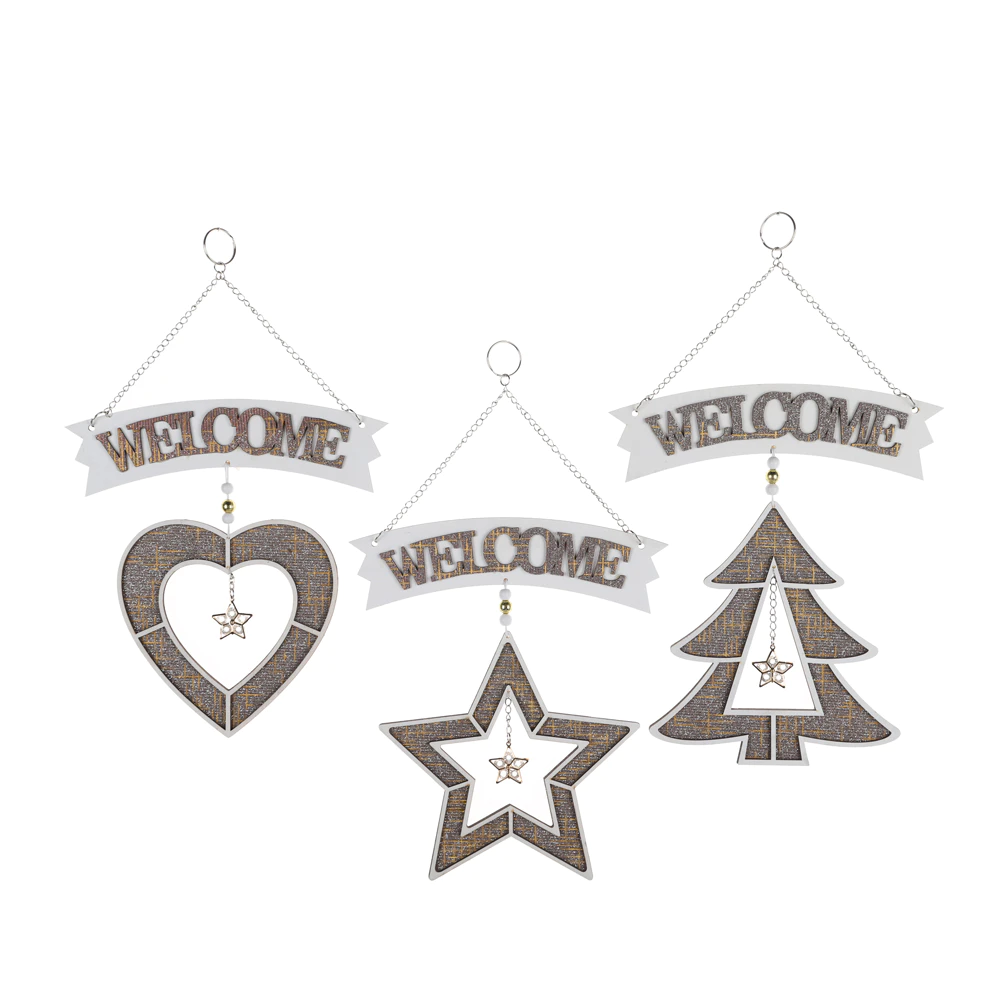 Merry Christmas Welcome Sign Front Door Decor Farmhouse Decor Wooden Star Hanging