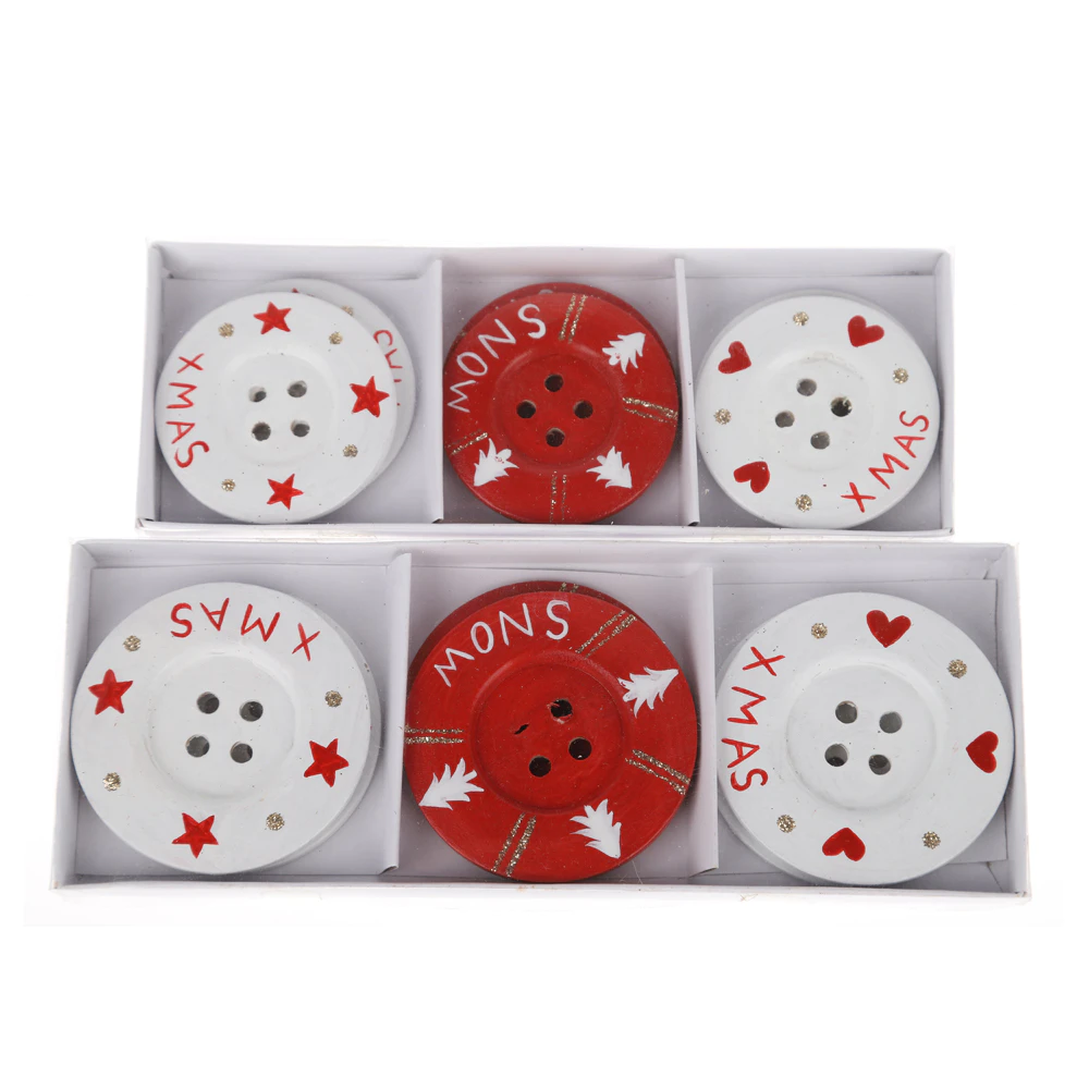 Projects DIY Decoration Christmas Craft Buttons 4 Holes Red Round Craft Wood Sewing Buttons