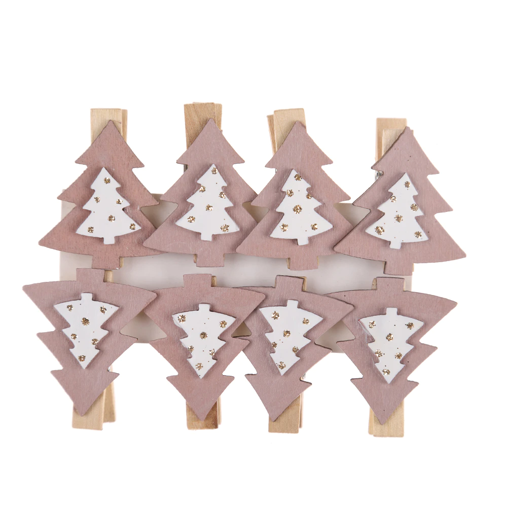 2023 Art Craft Decor Christmas Wood Clips Xmas Tree Shape Clothespins Bedroom DIY Photo Pegs