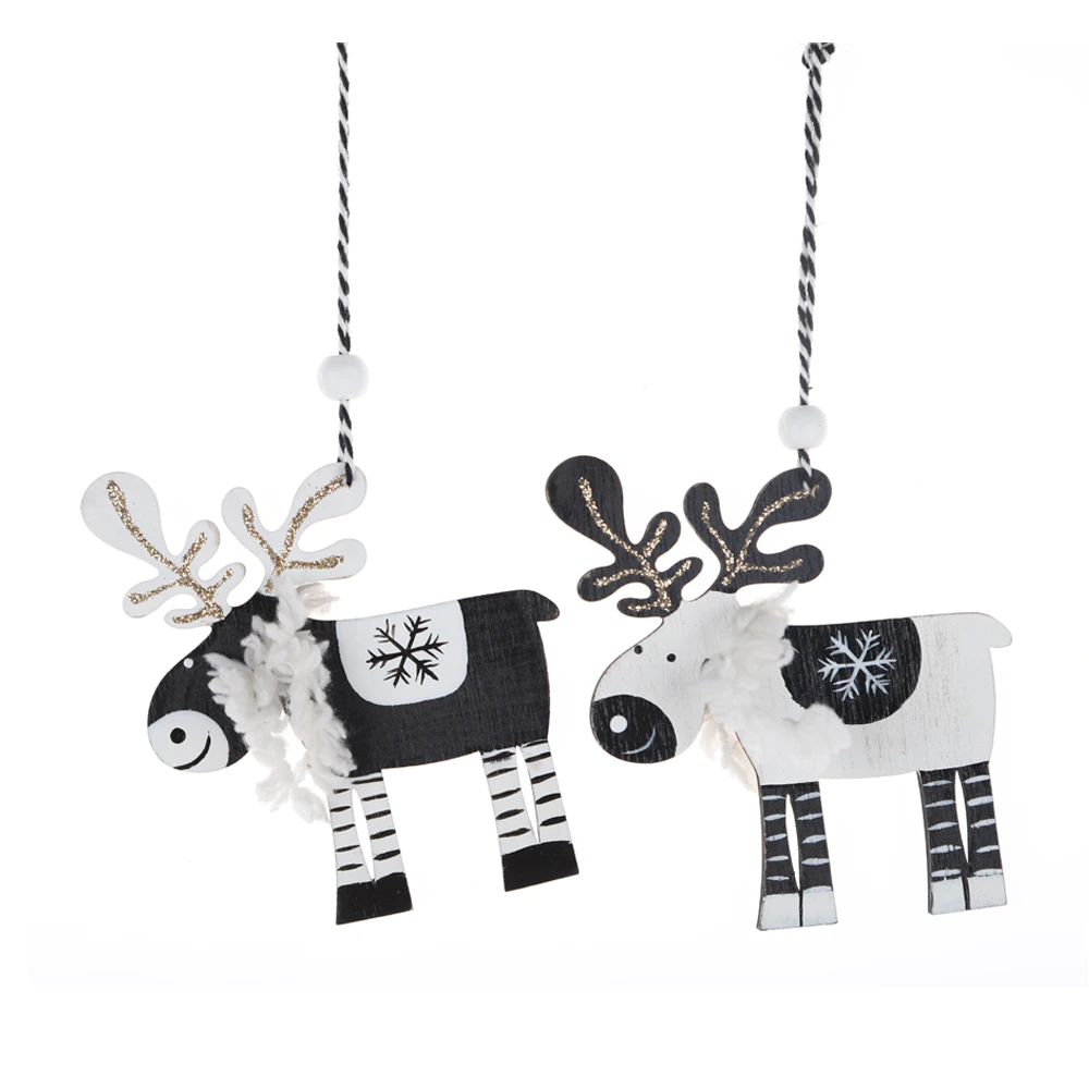 2025 Wholesale Wood Reindeer Pendant Christmas Tree Decoration Mini Xams Tree Hanging