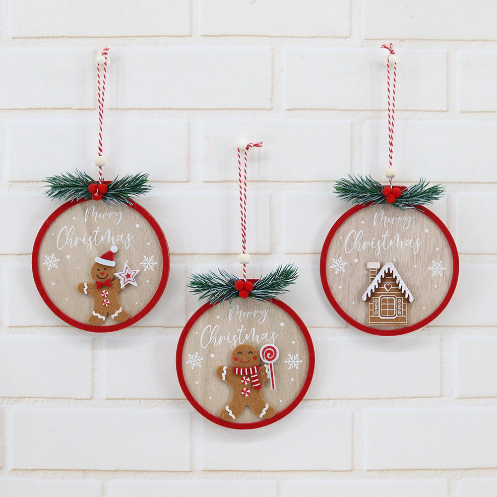 New Year Gifts Merry Christmas Wooden Gingerbread Man Ornaments Christmas Tree Hanging Decorations