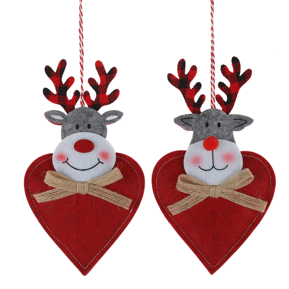 Felt Elk Hanging Christmas Tree Decoration Hearts/Stars Hanging Holiday Atmosphere Decoration
