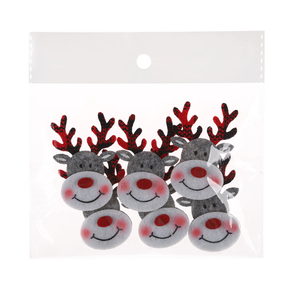 Xmas Decor Felt Sticker Christmas Deer Card Holder Fabric Candlestick Winter Home Ornaments