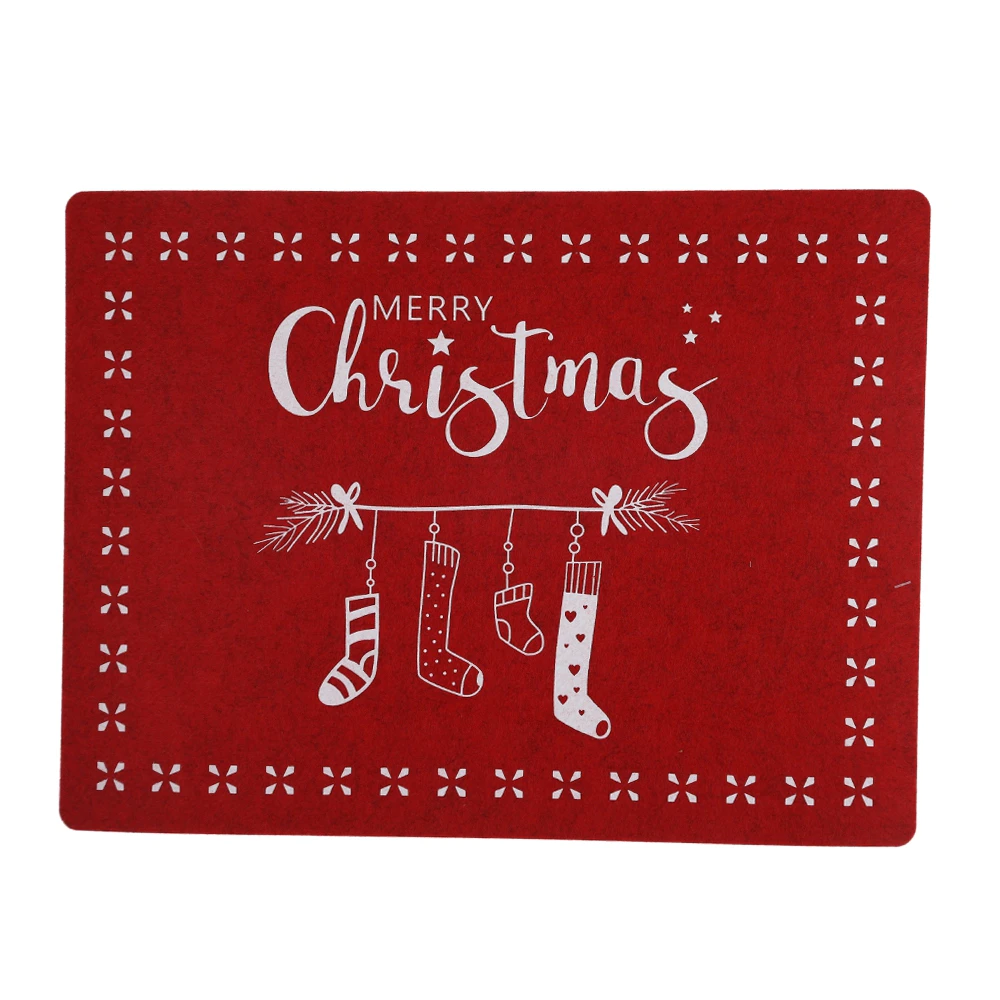 2025 Christmas Printed Placemat Traditional Color Felt Table Mat Festive Tabletop Decor
