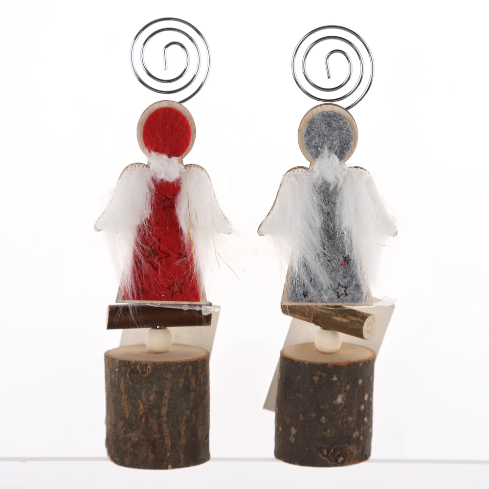 Wholesale xmas card clips Angel stumps Wooden clips Penguin Memos Clips Winter Table Decor
