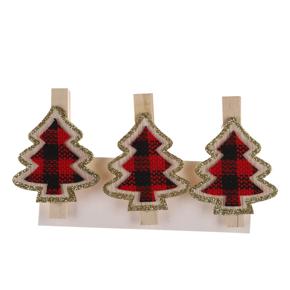 New Design Christmas Clothespin Creative Xmas Card Holder Scottish Wood Crafts Children's Gift