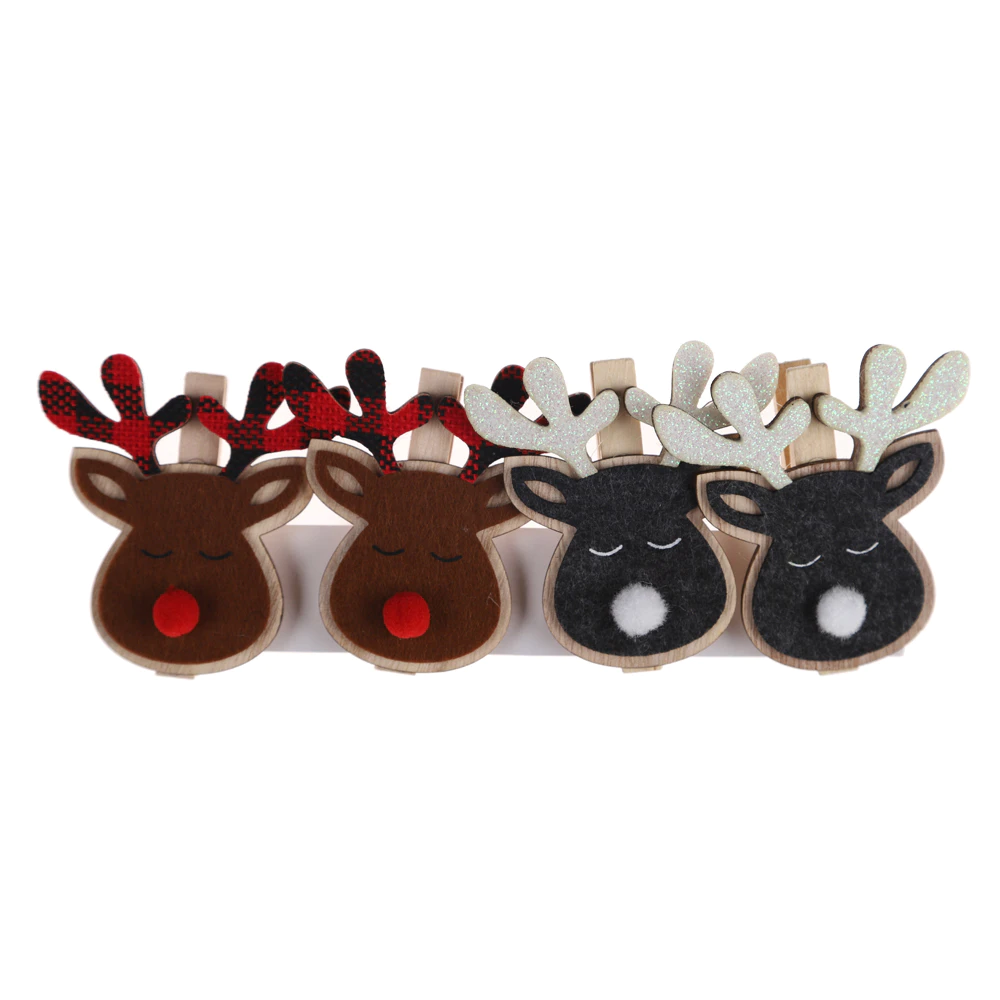 Christmas Wooden Clip Elk Card Clip Penguin Memo Clip Winter Holiday Props