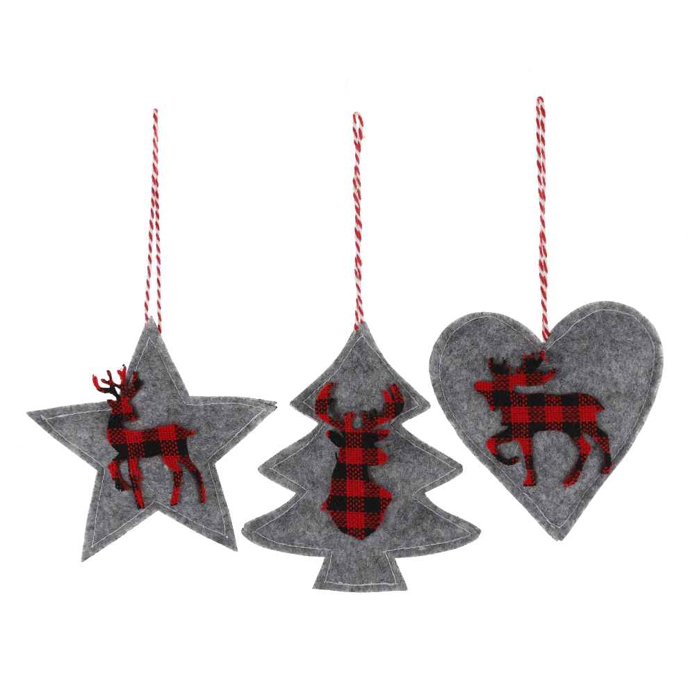 New Year Gifts Merry Christmas Fabric Deer/Snowflake Ornaments Christmas Tree Hanging Decorations