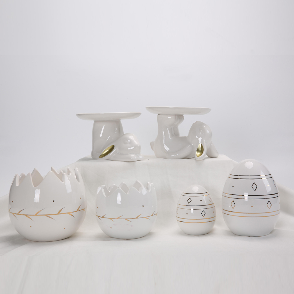 Party Home Holiday Tabletopper Accessories Ceramic Eggs Rabbit Egg Holder Ornaments
