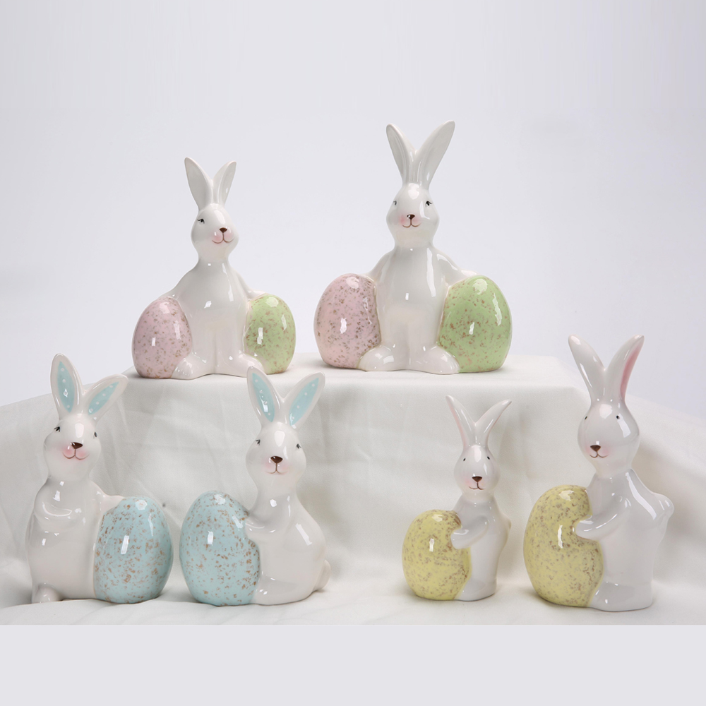 Easter Home Office Table Decorations Bunny Decor Cute Farmhouse Rustic Easter Bunny Statue
