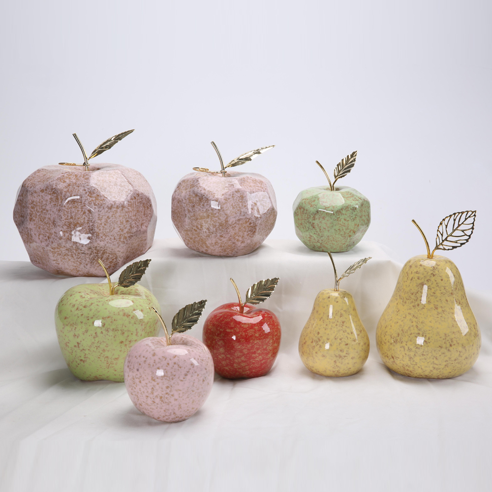 2025 Easter Decor Simulation Fruit Ceramic Apple/Pear Crafts Living Room Home Decor