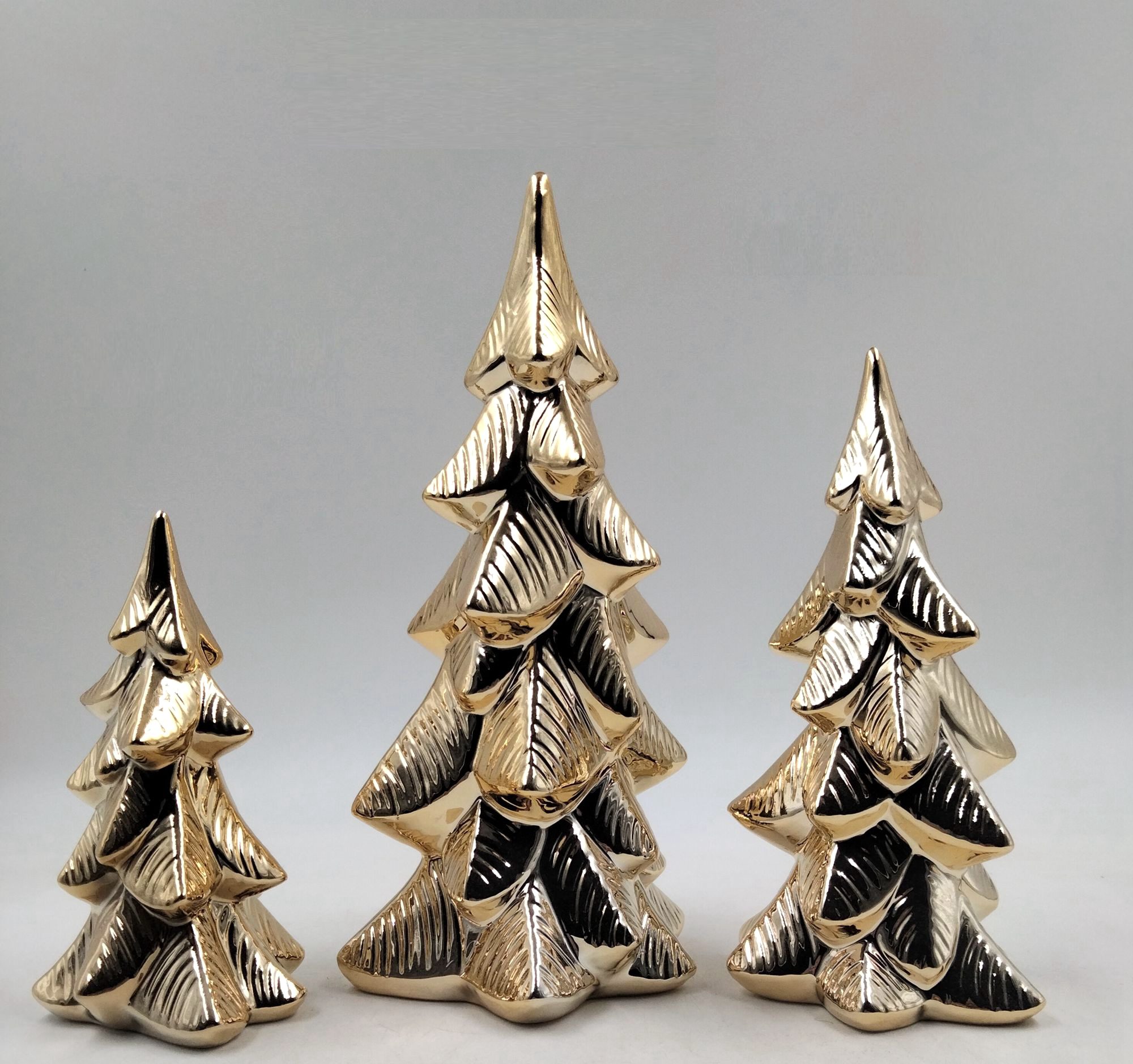 Mini Ceramic Christmas Tree Decor Sparkly Gold Xmas Tree Decor Winter Tabletop Decor