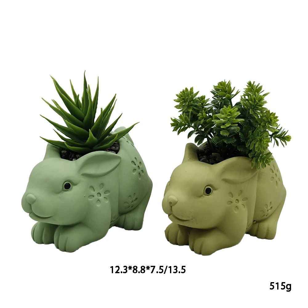 Home Desktop Decoration Cute Bunny Rabbit Cement Flower Pot Garden Succulent Plant Pot