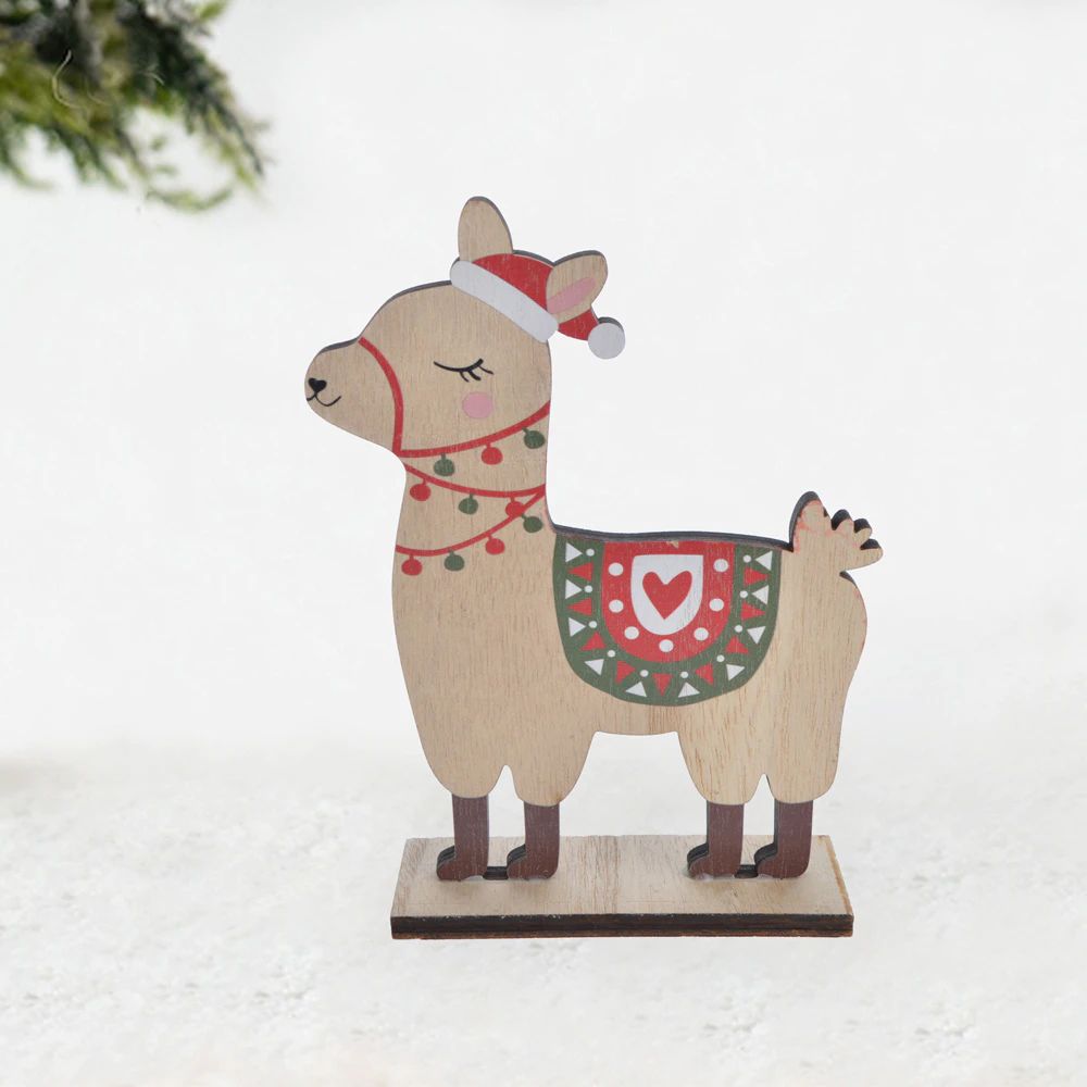 Wooden Animal Christmas Decoration DIY Wood Crafts Xmas Ornaments for Christmas Party Home Table Decor