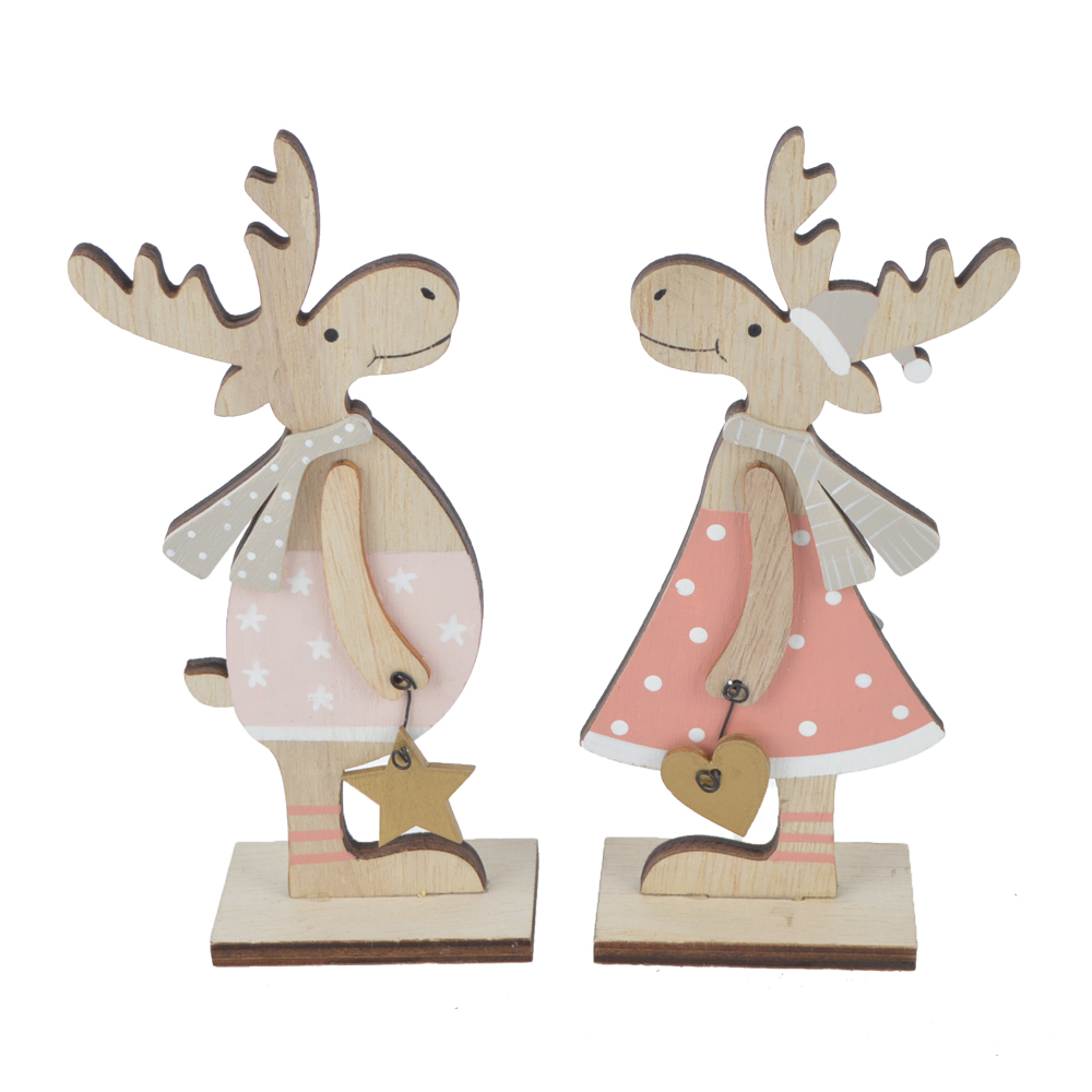 New Year Elk Wood Craft Xmas Tree Ornament Noel Christmas Decoration for Home Wooden Deer Pendant Kids DIY Gifts
