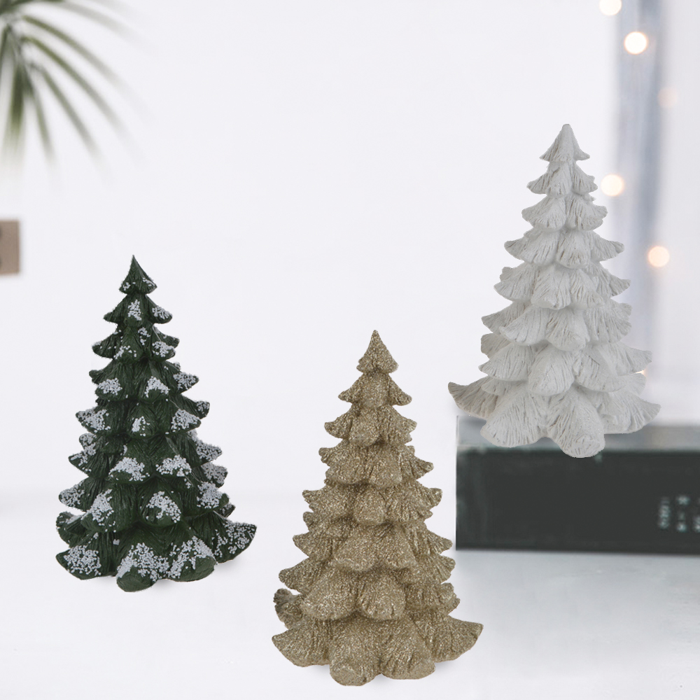 Xmas Decor Resin Tree Christmas Miniatures Figures Desktop Ornament Miniature Tree Home Decorations for Christmas Decor