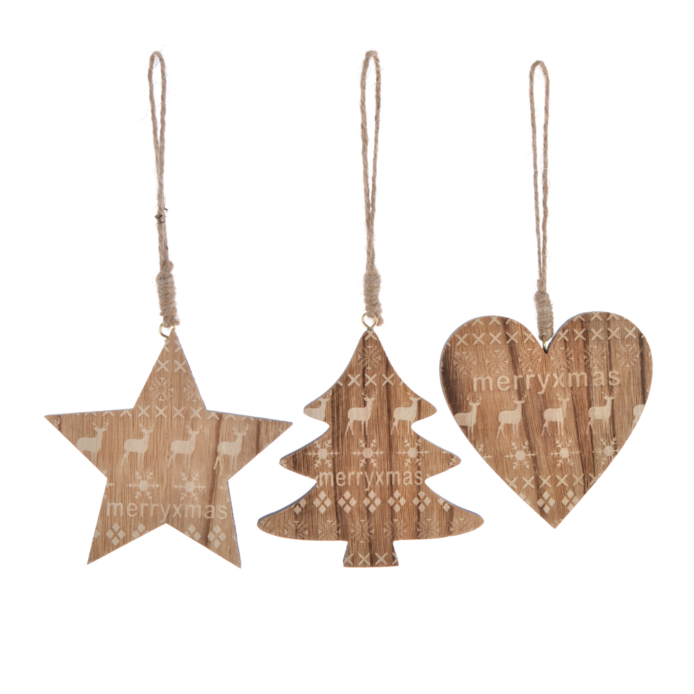 Wooden Christmas Hanging Decorations DIY Wood Crafts XMAS Ornaments Festival Party Decor