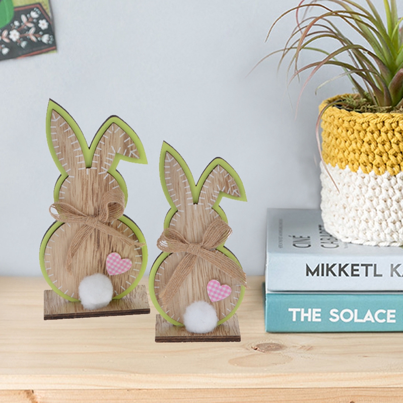 Wooden Easter Bunny Desktop Ornaments Rabbits Decor Home Party Supplies Festival Table Decorations Children's Day Gifts