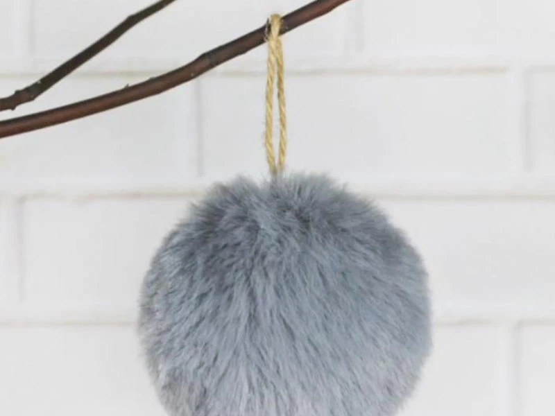 Grey Fluffy Christmas Ball Hanging Tc-ho17904